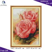 Borduurpakket - kruisjessteek - Pink rose - 64x87 cm