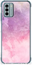 Smartphone hoesje Nokia G22 Stevige Telefoonhoesje met transparante rand Pink Purple Paint
