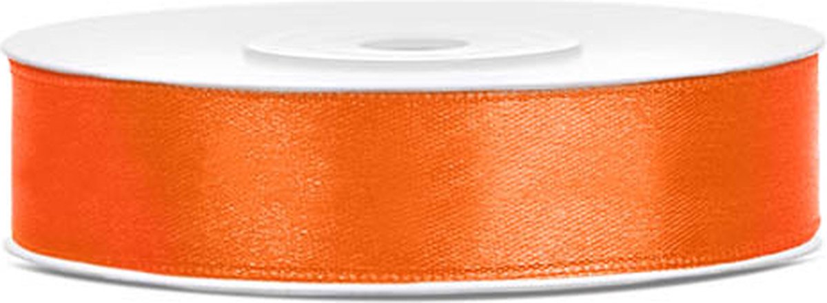 PartyDeco - Satijn lint oranje 12mm/rol 25m - WK voetbal 2026 - WK voetbal versiering - WK voetbal outfit - Nederland WK