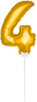Folat - Folieballon cijfer mini Goud cijfer 4