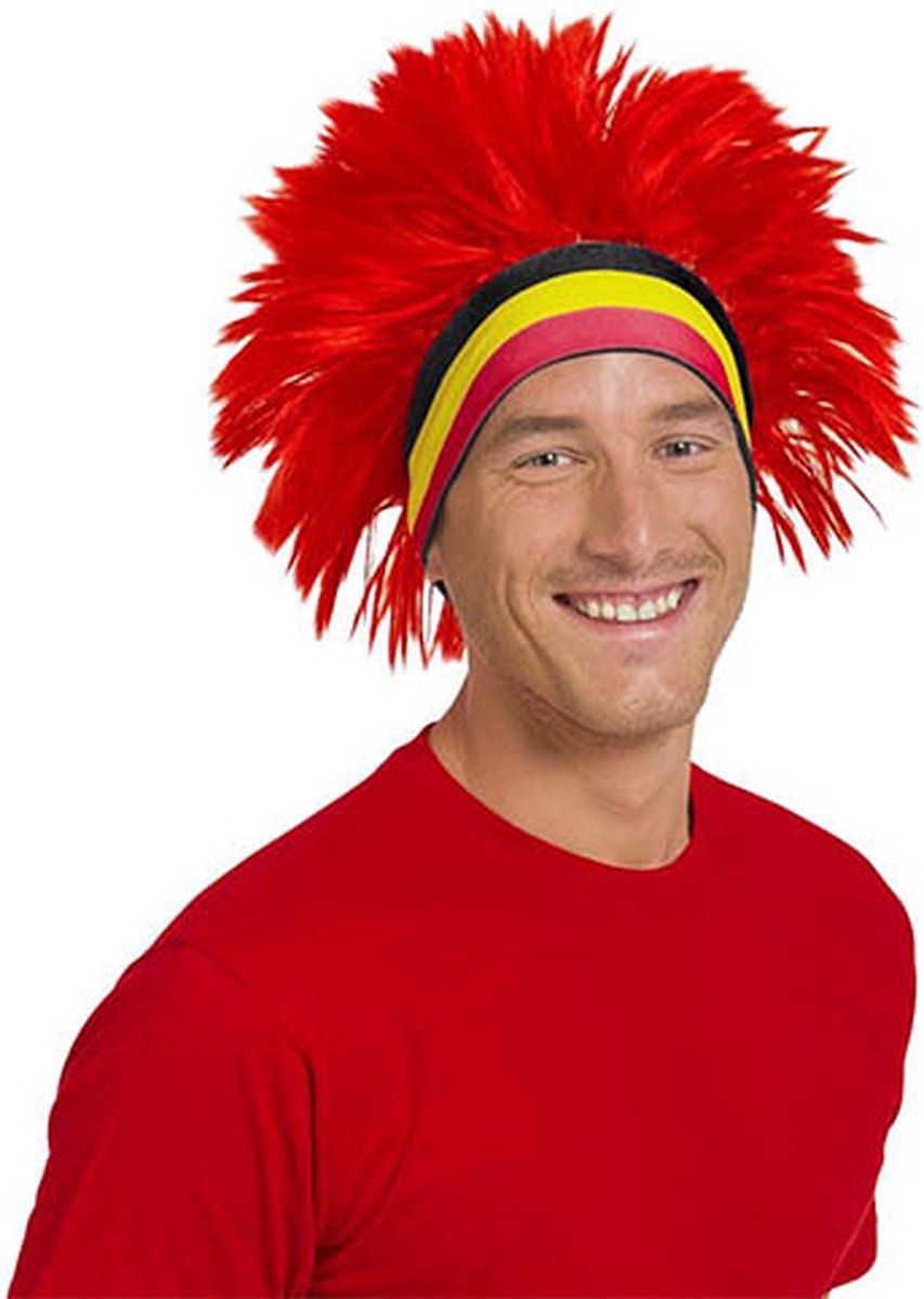 Folat - Stekelpruik met band België - WK voetbal 2026 - WK voetbal versiering - Olympische spelen