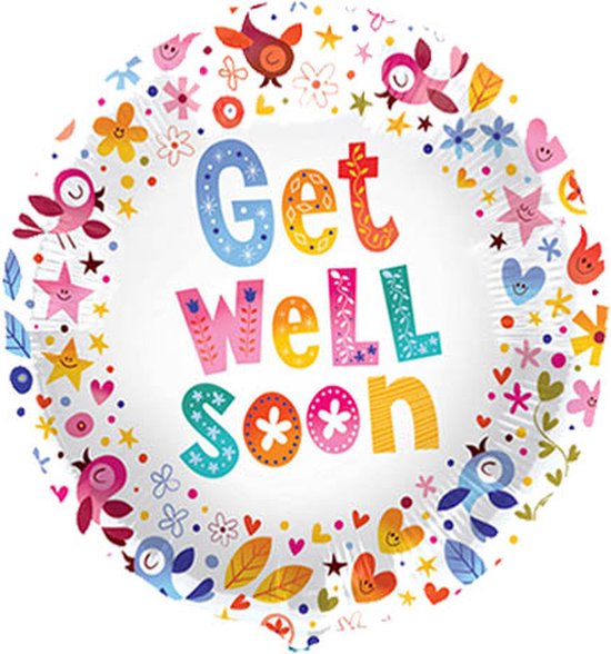 Foto: Folieballon get well soon flowers 45cm zonder vulling