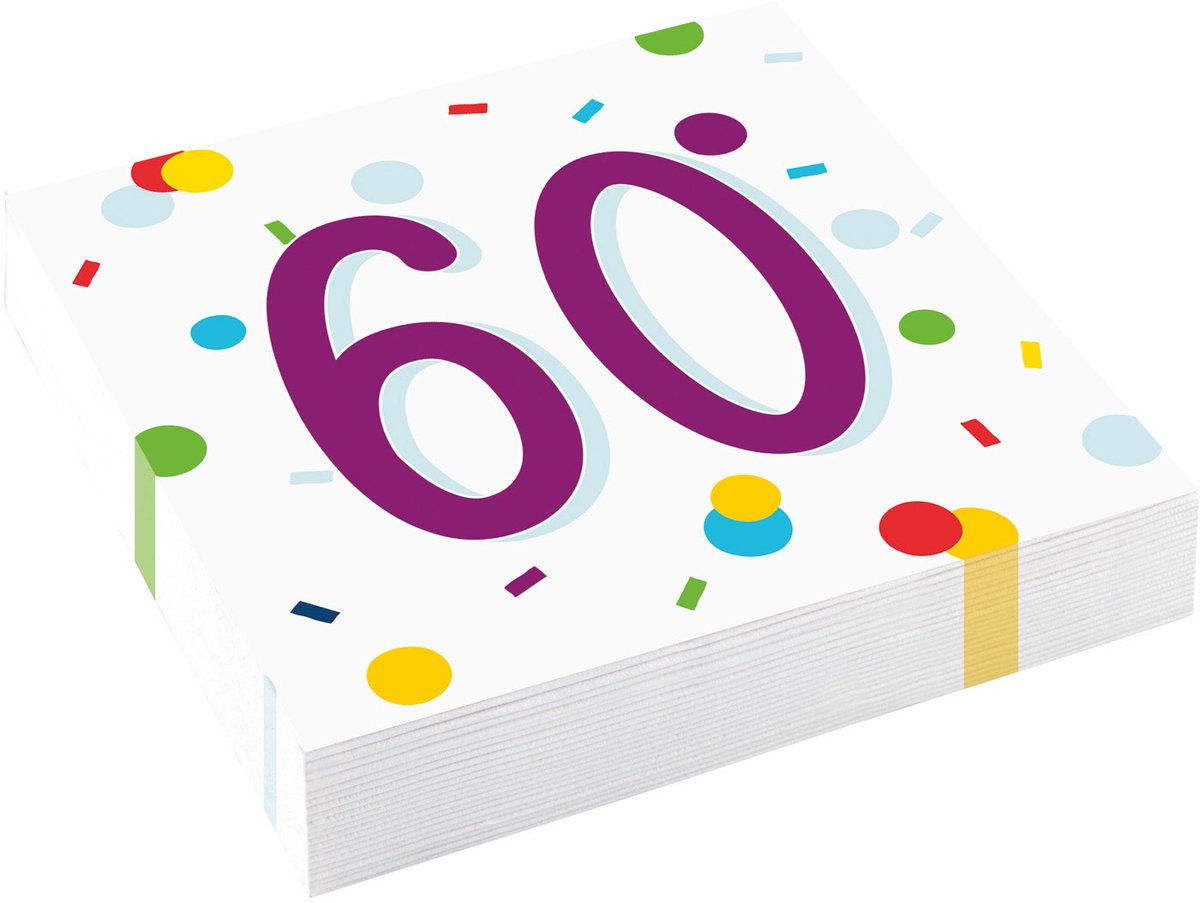 Amscan - Servetten Confetti Verjaardag 60 jaar (20 stuks)