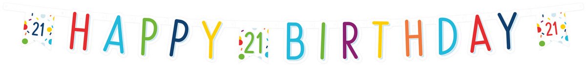 Amscan by Riethmuller - Riethmüller - Letterslinger Confetti Verjaardag 21 jaar (1.80 m)