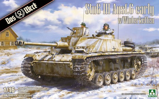 Foto: 1 16 das werk 16003 stug iii ausf g early with winterketten plastic modelbouwpakket