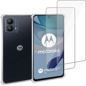 Geschikt voor Motorola Moto G53 Hoesje + 2x Screenprotector – Gehard Glas Cover + Shock Proof Case – Transparant