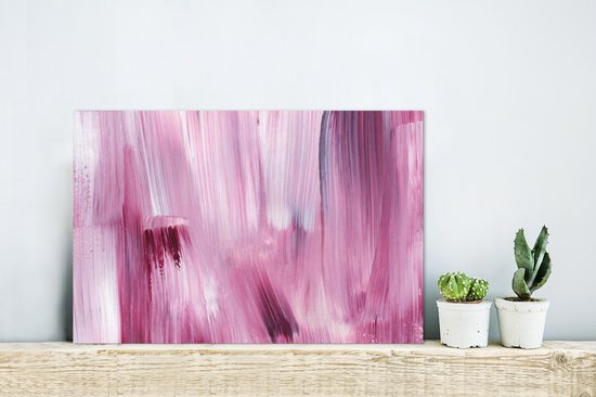 Wanddecoratie Metaal - Aluminium Schilderij Industrieel - Kleuren - Verf - Schilderij - Roze - 30x20 cm - Dibond - Foto op aluminium - Industriële muurdecoratie - Voor de woonkamer/slaapkamer