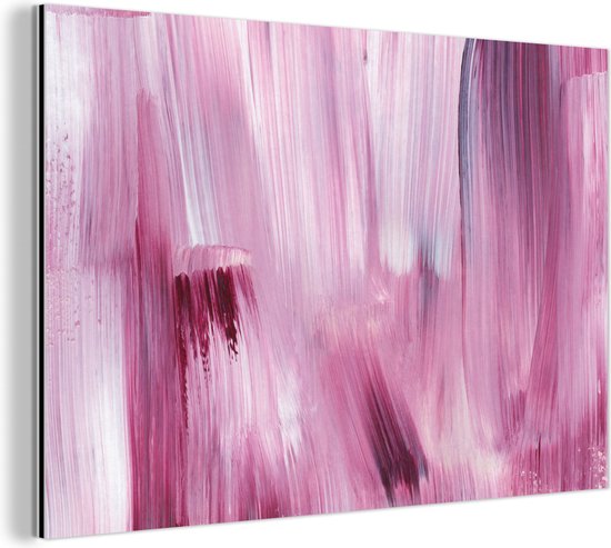 Wanddecoratie Metaal - Aluminium Schilderij Industrieel - Kleuren - Verf - Schilderij - Roze - 30x20 cm - Dibond - Foto op aluminium - Industriële muurdecoratie - Voor de woonkamer/slaapkamer