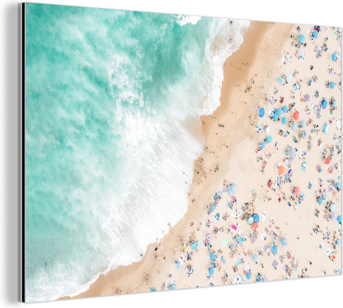 Wanddecoratie Metaal - Aluminium Schilderij Industrieel - Zee - Strand - Parasols - Zomer
