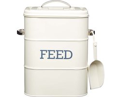 KitchenCraft Huisdier Voedsel Opslag Container Vergrendeling Systeem Met Geïntegreerde Schep Staal Vogels Luchtdicht Huisdier Hond Kat Dier Droog Voedsel 5.67 L Dispenser Bin Wit