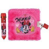Journal Minnie Mouse / Journal en peluche avec cadenas - Papier rose / Journal avec stylo 10 couleurs.