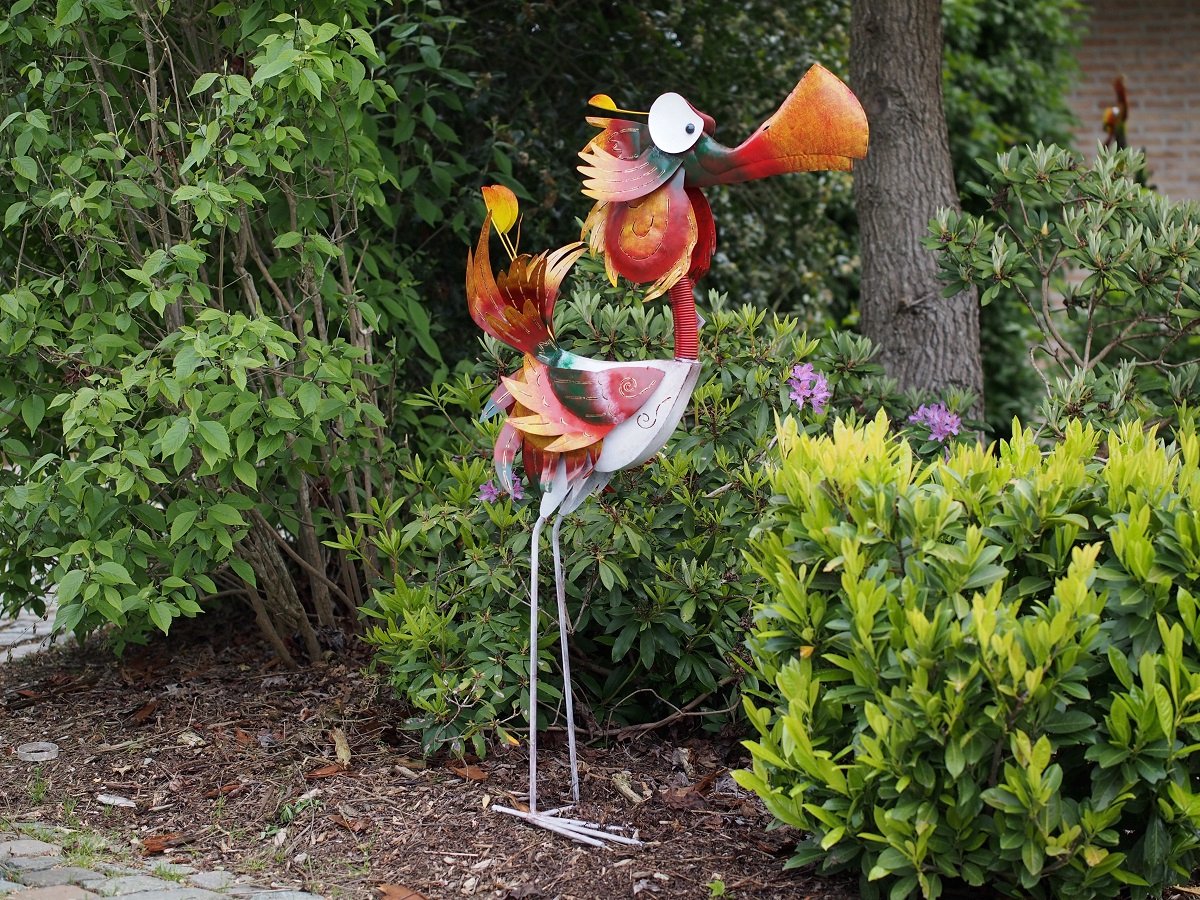 Grote gekleurde tuinvogel - vreemde vogel karel XL- 75x35x140 -metalen vogel