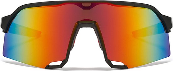 Fietsbril - Sportbril - Racefiets - Mountainbike - MTB - Zonnebril - UV bescherming - Zwart - Goud Rood Spiegel — afbeelding 2