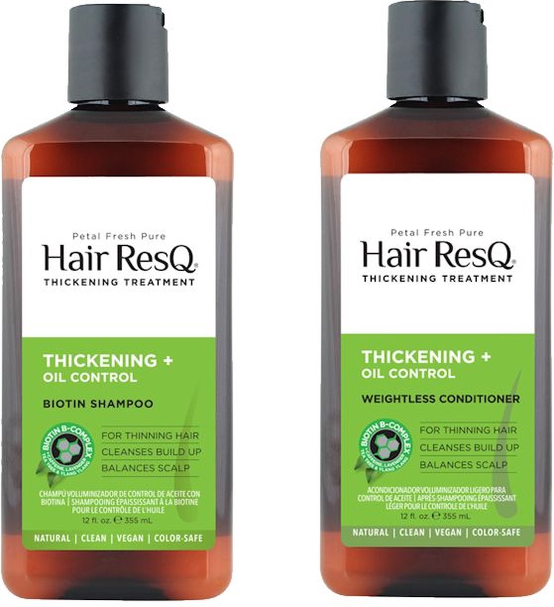 PETAL FRESH - Hair ResQ Shampoo + Conditioner Thickening + Oil Control - 2 Pak