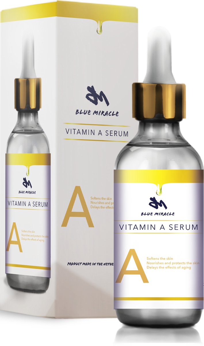 Blue Miracle Vitamine A Retinol Serum 30 ml | Vitamine Serum - Anti-Rimpel Serum - Vegan Retinol Serum | Hydraterende Gezichtsverzorging | Gezichtsverzorging Vrouwen | Gezichtsverzorging Mannen