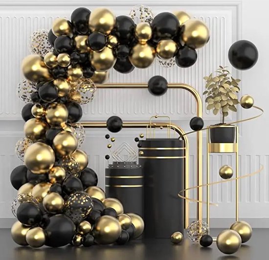Acheter Guirlande de ballons noir, or et argent, ensemble de ballons pour  fête d'anniversaire pour bébé garçon, décoration de fête en or et noir