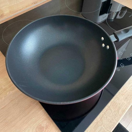 Relaxdays Padella Wok, Ø 32 cm, Acciaio Inox non Rivestito