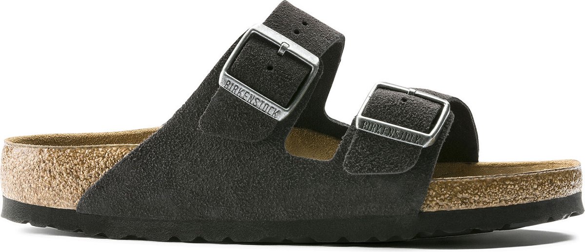 Birkenstock Arizona Slippers Velvet Narrow-fit Grijs