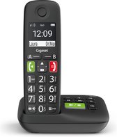 Gigaset E290A - draadloze huistelefoon met antwoordapparaat - ideaal voor senioren - met zeer grote knoppen - extra luide functie - compatibel met gehoorapparaat - zwart