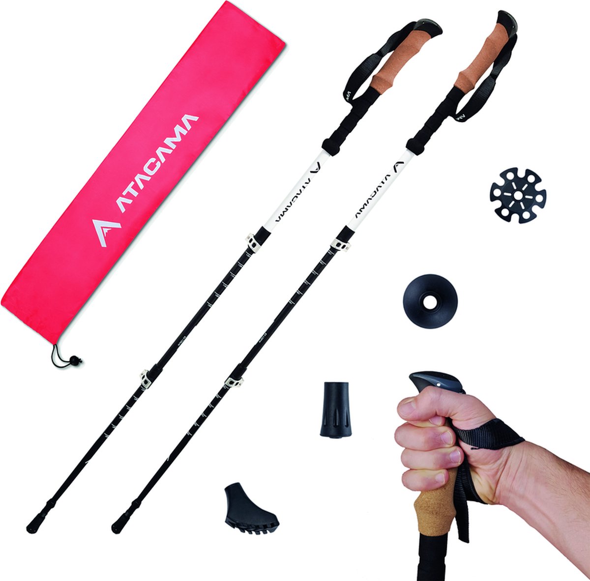 Atacama wandelstokken trekkingstokken opvouwbaar carbon - Telescopische wandelstokken licht - Nordic walking stokken absorberend telescopische wandelstok gum mi opvouwbaar