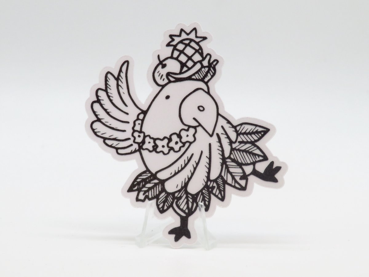Vogel met Feestelijke Fruithoed Sticker - Dieren in het Dagelijks Leven | Vera's Arts & Dice | Schattige Stickers - Handgemaakte Stickers - Journaling - Bullet Journal - Scrapbooking - Leuke Stickers - Laptop Sticker - Telefoon Sticker