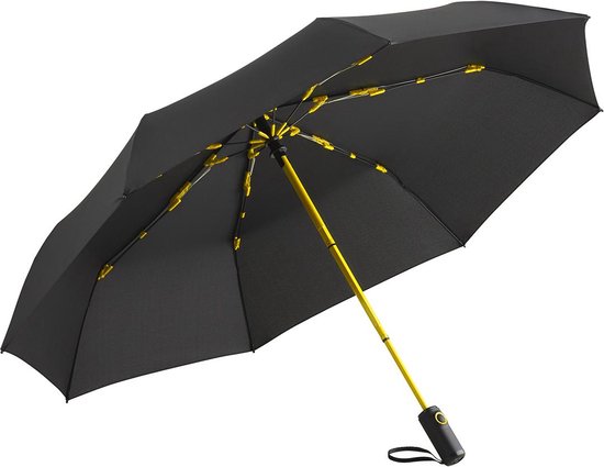 Fare Colorline 5644 extra grote zakparaplu zwart geel zakparaplu vouwparaplu opvouwbare paraplu windproof windvast stormbestendig stormparaplu reisparaplu