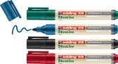 edding 28 EcoLine boardmarker - 4 stuks - zwart/blauw/rood/groen - ronde punt 1,5-3mm - geschikt voor whiteboard en flipchart