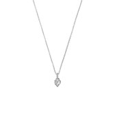 Lucardi Dames Zilveren ketting met hanger hart zirkonia - Ketting - 925 Zilver - Zilverkleurig - 45 cm