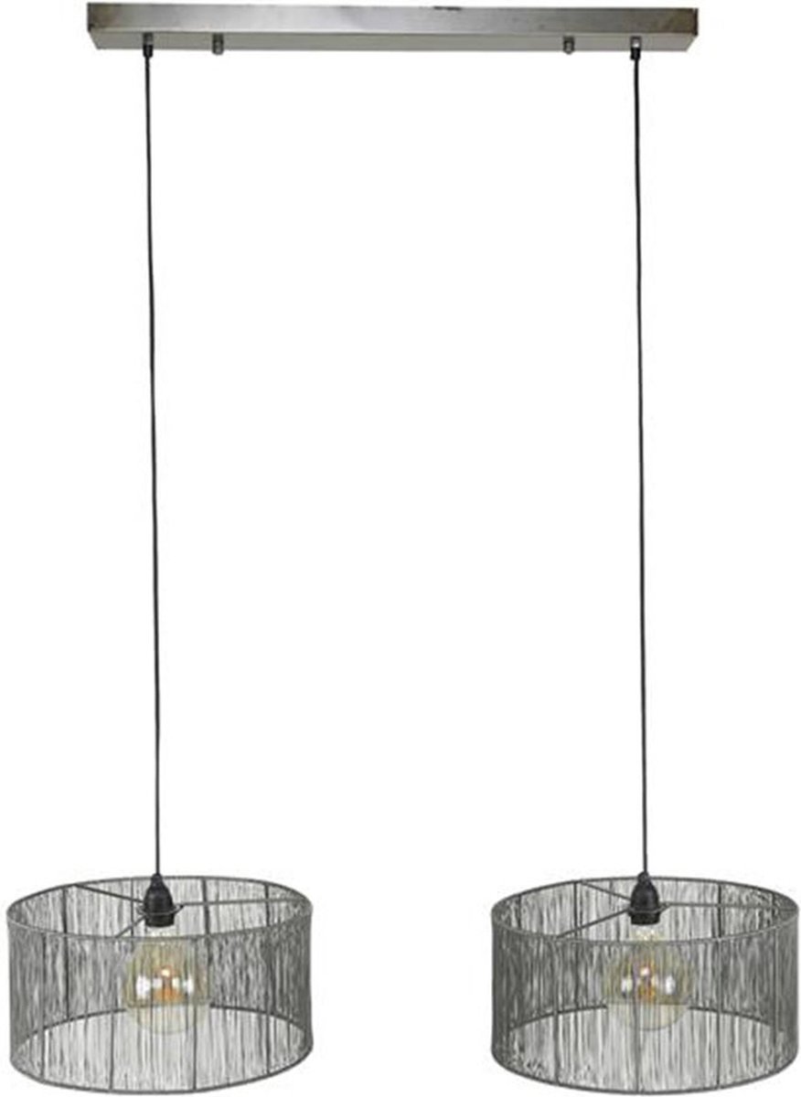 Dimehouse Industriële Hanglamp Luis 2-lichts Metaal 2-lichts - Nikkel - Industrieel