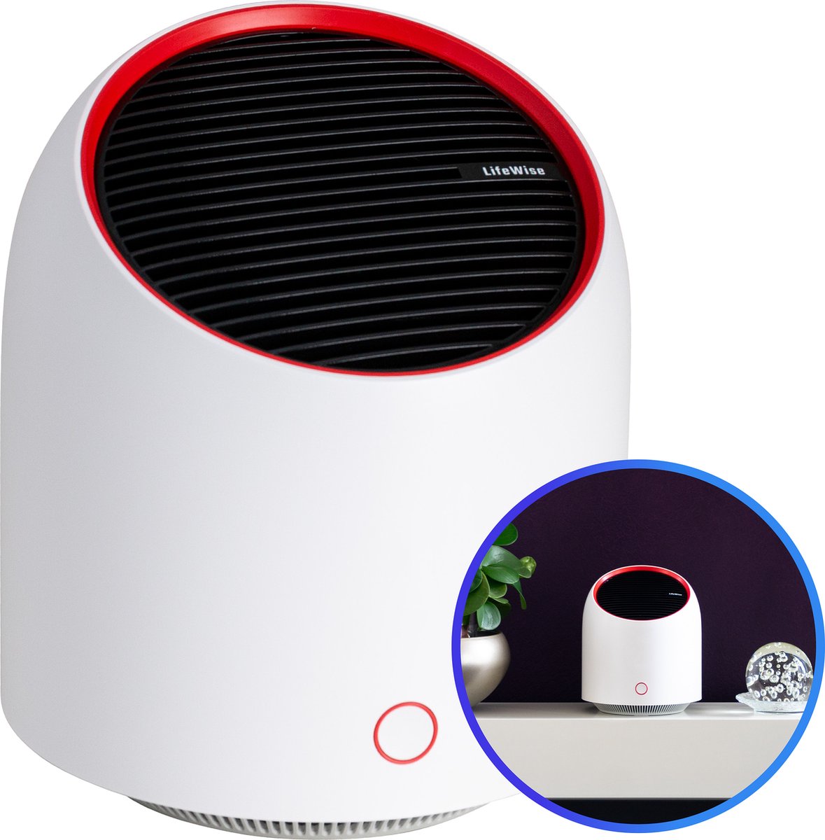 LifeWise Air Purifier - Luchtreiniger met Ionisator - Incl. Elektronisch Filter - Oplaadbaar