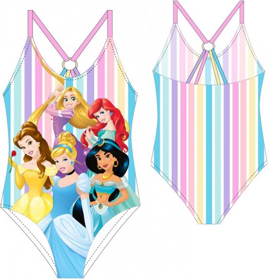 Princess badpak - gestreept - Disney Prinsessen zwempak - maat 98/104