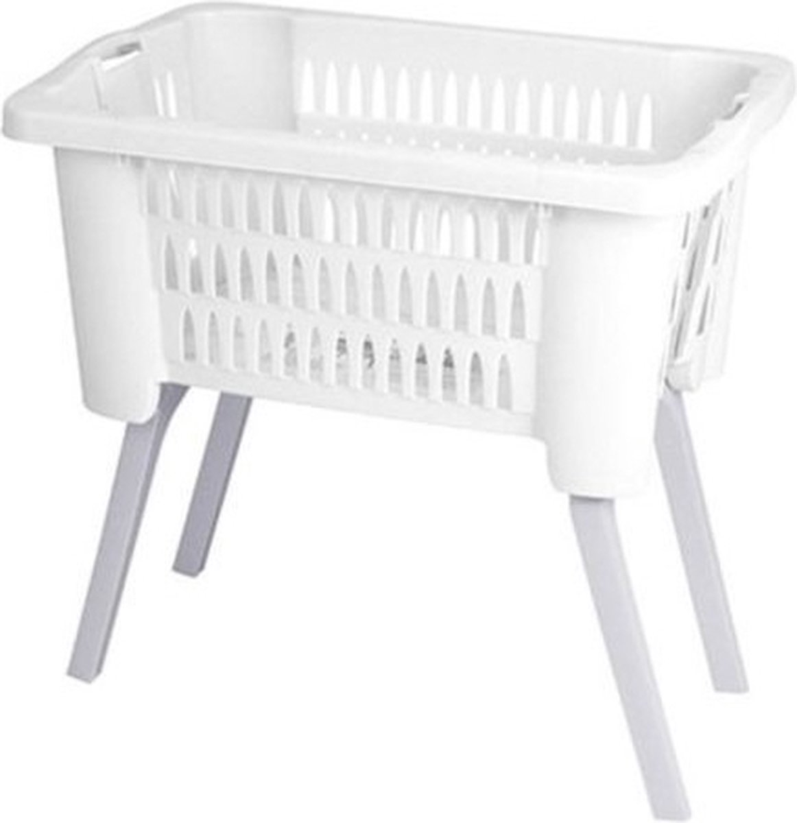 Goedkoopste Bathroom solutions wasmand op poten - wit - 38 liter - 39 x 59 x 29 cm - Wasgoedmanden - kunststof