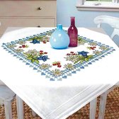 tafelkleed Alpenbloemen kruissteek voorgetekend van katoen borduurset met borduurpatroon (tafelkleed 80x80 cm