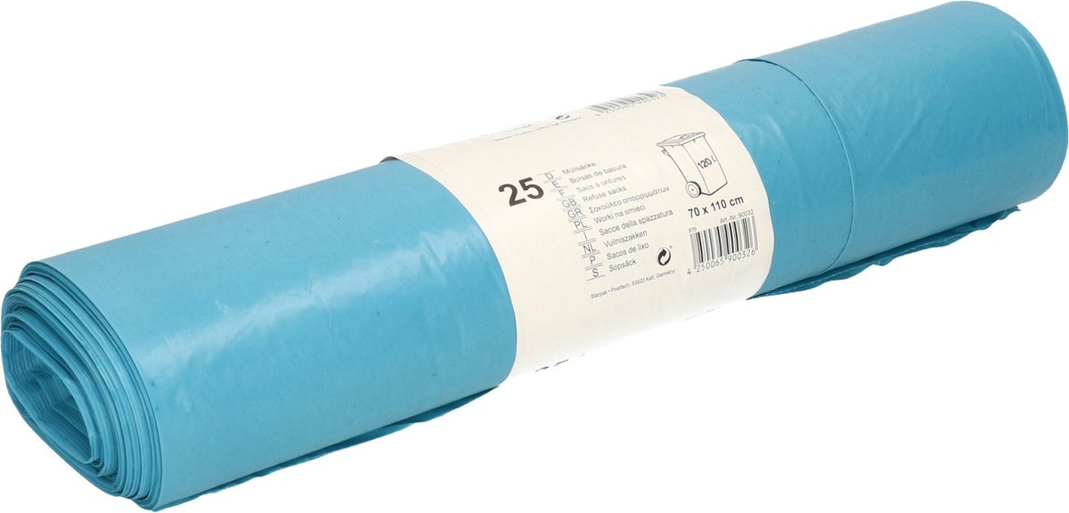 Goedkoopste Papstar 25x stuks afvalzakken/vuilniszakken - 120 liter - blauw - containerzakken