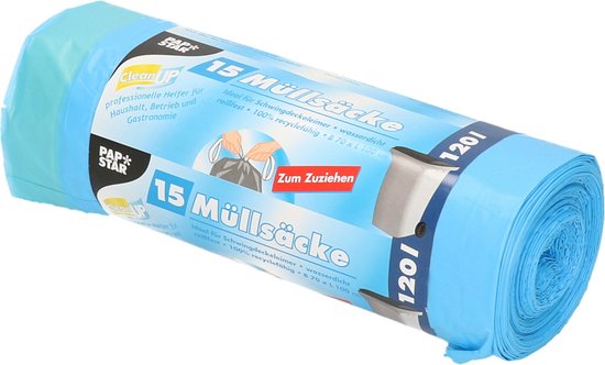 Papstar 45x sacs poubelles / sacs poubelles - 120 litres - bleu - sacs conteneurs