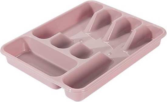 Bestekbak/bestekhouders 5-vaks oud roze - 34 x 26 x 5 cm - Keuken opberg accessoires