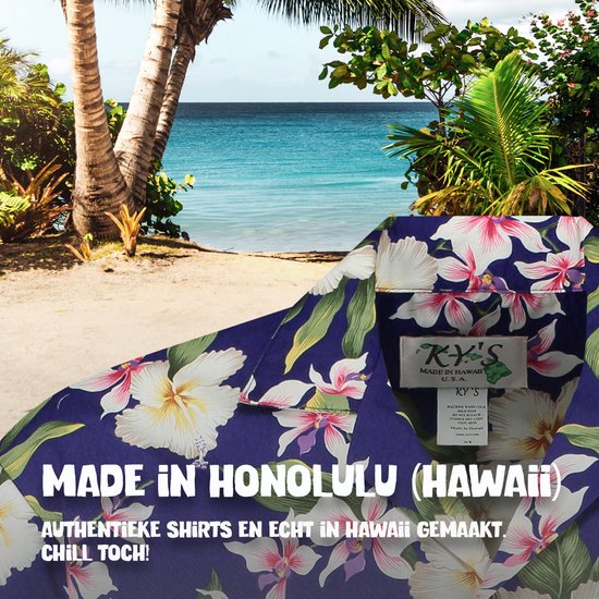 Hawaii Blouse Mannen - Shirt - Hemd - 100% Katoen - Overhemd Heren Korte Mouw - Made in Hawaii "Tropisch Paars" Maat XL