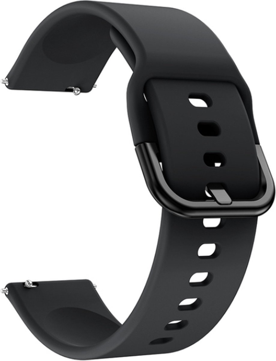 DrPhone Smartwatch 20mm Siliconen Band - Horlogeband – Metalen gesp – Zwart - Geschikt voor o.a Galaxy Watch 4 44mm/40mm/ Galaxy Watch 4 42mm /Galaxy Watch 3 41mm / Galaxy Watch 42mm etc