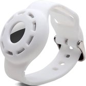 Armband geschikt voor Apple airtag van siliconen met gesp wit