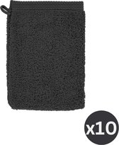 Tiseco Home Studio - Gant de toilette DELUX - - SET/10 - 100% Coton - 550 g/m² - avec boucle de suspension - 100% katoen - super doux et très absorbant - 15x21 cm - Noir