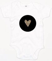 Baby Romper Hartje - 3-6 Maanden - Wit - Rompertjes baby met opdruk