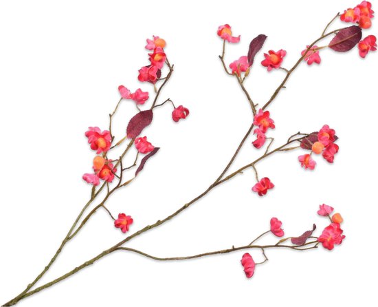 Silk-ka Kunstbloem-Zijden Bloem-Kunsttak Bessentak Rood-Roze 93 cm