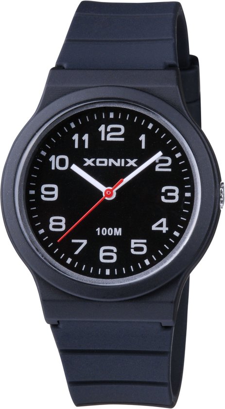 Xonix ABC-007 - Montre - Analogique - Unisexe - Bracelet en Siliconen - ABS - Chiffres - Etanche - 10 ATM - Zwart