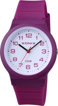 Xonix ABC-004 - Montre - Analogique - Unisexe - Bracelet Siliconen - ABS - Chiffres - Etanche - 10 ATM - Rouge Bordeaux