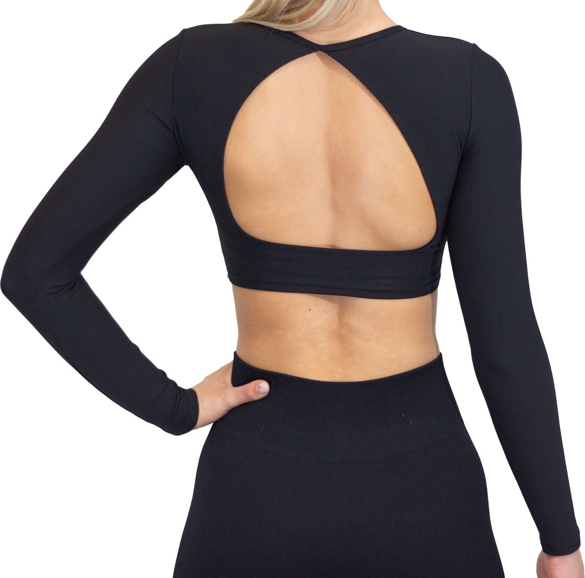 Fittastic Sportswear Longsleeve Backless Top Black (Beschikbaar in verschillende maten)