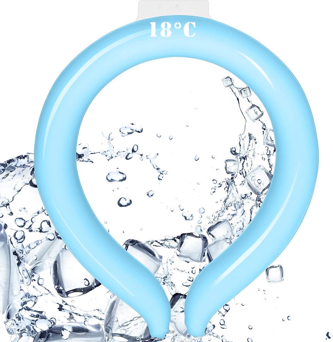 Huntex Ice Ring Nekkoeler Blauw; Uw Duurzame en Comfortabele Alternatief voor een Nekventilator - Biedt tot een Uur Verkoeling - Ervaar een Aangename Temperatuur van 18°C