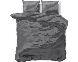 Decoware dekbedovertrek - glans satijn - antraciet - 2-persoons - 200x220 + 2st 60x70 cm