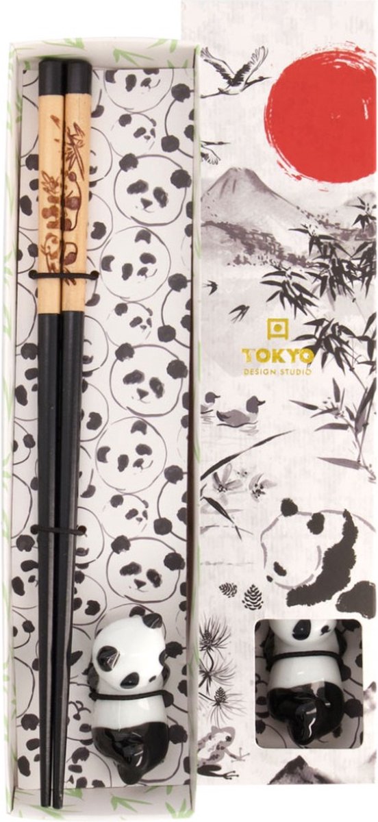 Tokyo Design Studio - Chopstick set - Panda - Met Houder - 1 Paar - Tokyo Design Studio