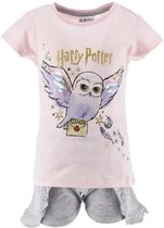 Harry Potter - meisjes - shortama - pyjama - voor kinderen - van zacht katoen - 2-delige set voor kinderen- roze/grijs - maat 98