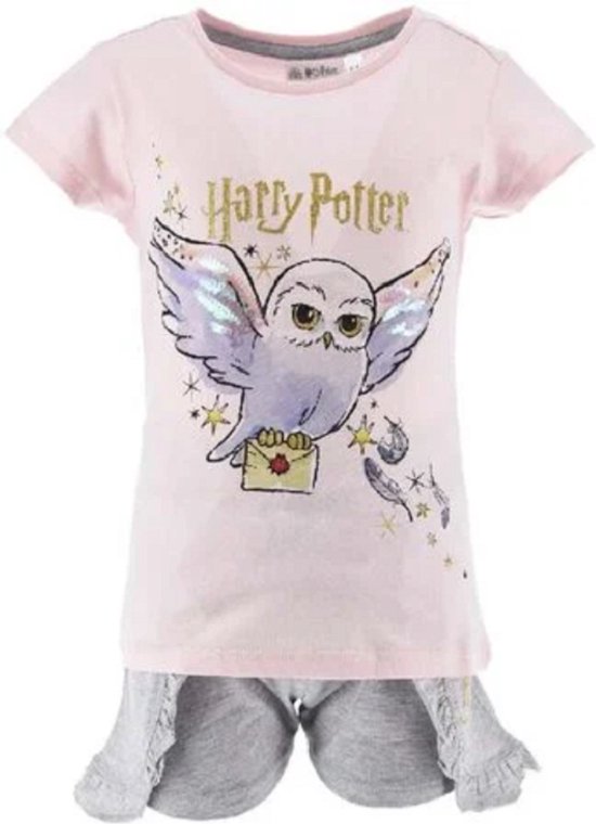 Harry Potter - filles - T-shirt et short - pour enfants - en coton doux - ensemble 2 pièces pour enfants - rose/gris - taille 98